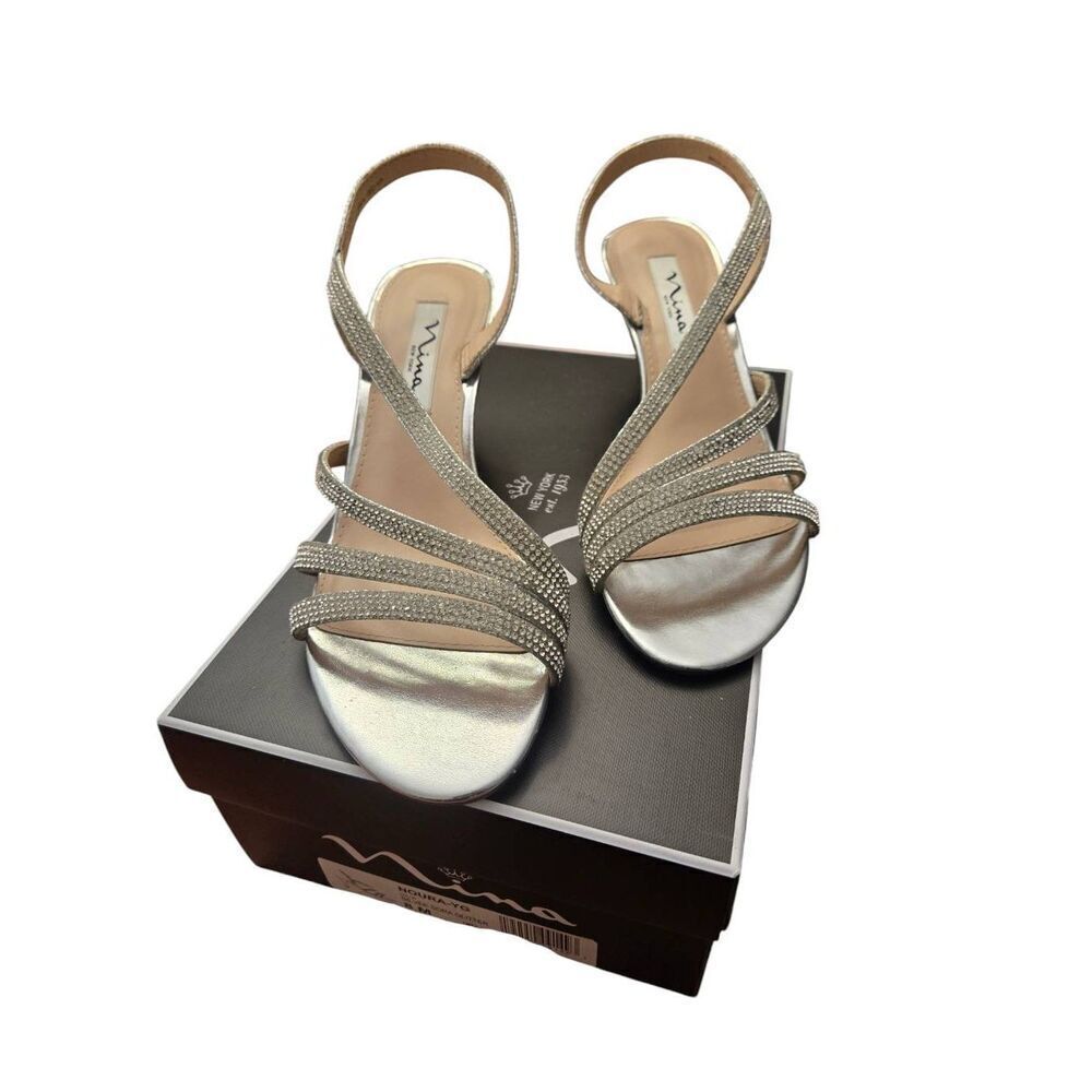 MIA Metallic Silver Strappy Slingback Sandals
